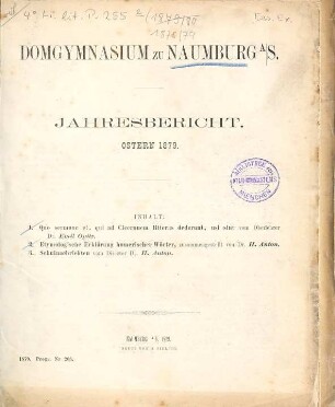 Jahres-Bericht : Ostern .... 1878/79