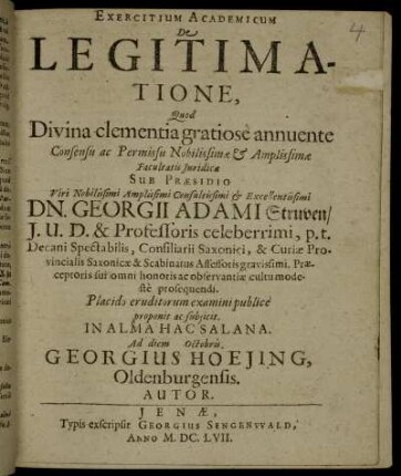 Exercitium Academicum De Legitimatione