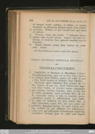 Pauli Apostoli Epistola Secunda Ad Thessalonicenses.