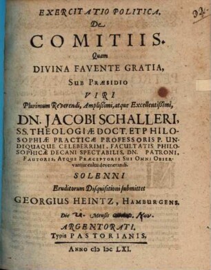 Exercitatio polit. de comitiis