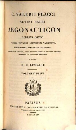 C. Valerii Flacci Setini Balbi Argonauticon libros octo. 1