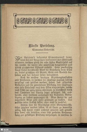 Fünfte [Achte] Vorlesung. Elementar-Unterricht