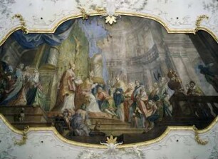 Einkleidung des Klostergründers Lantfrid durch den heiligen Bonifatius