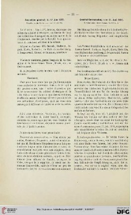 Assemblée générale du 17 juin 1885: General-Versammlung vom 17. Juni 1885