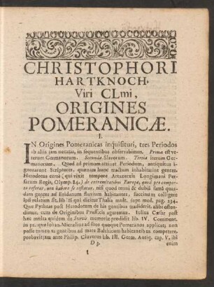 Christophori Hartknoch, Viri Clmi, Origines Pomeranicae.