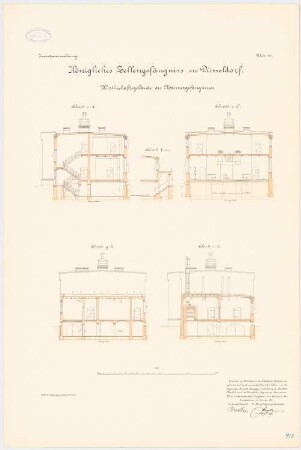 Zellengefängnis, Düsseldorf Wirtschaftsgebäude des Männergefängnisses: Querschnitte 1:100
