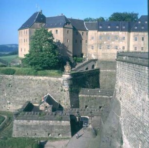 Festung. Georgenbastion, Georgenburg, Streichwehr und Torhaus : Königstein (Sächsische Schweiz). Festung. Georgenbastion, Georgenburg, Streichwehr und Torhaus