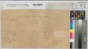 Soest (Soest) Wiesenkirche Querschnitt mit Ansicht gegen Westen 1880 o.M. 28 x 49 Zeichnung kopiert: Memminger, Architekt Staatshochbauamt Soest