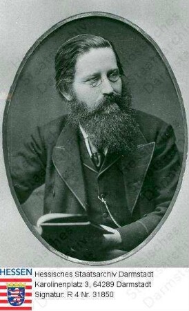 Dittmar, Rudolf (?)(* 1868) / Porträt in ovalem Medaillon, ein Buch in der Hand haltend, sitzend, linksblickend, Brustbild
