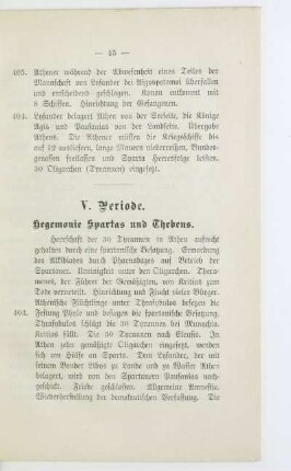 V. Periode. Hegemonie Spartas und Thebens