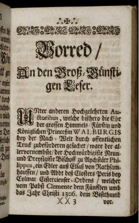 Vorred/ An den Groß-Günstigen Leser.