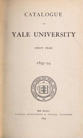 Catalogue of Yale University. 1893/94 = 194