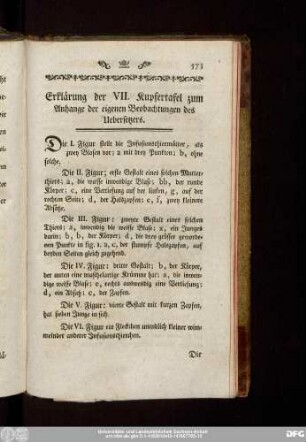 Erklärung der VII. Kupfertafel zum Anhange der eigenen Beobachtungen des Uebersetzers.