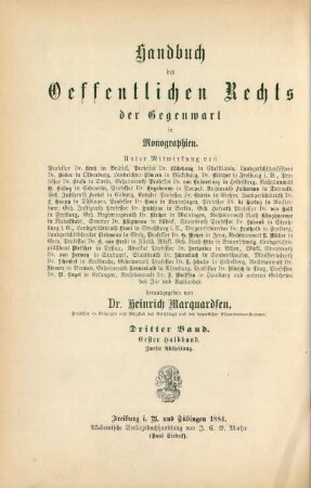 Bd. 3, Halbbd. 1, Abth. 2: Das Staatsrecht des Königreichs Württemberg