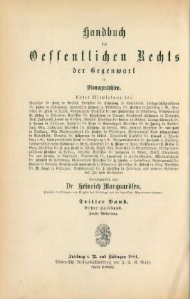 Bd. 3, Halbbd. 1, Abth. 2: Das Staatsrecht des Königreichs Württemberg