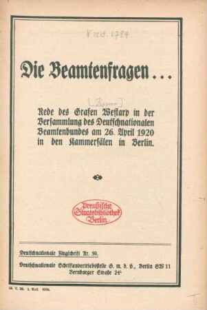 Die Beamtenfragen ...