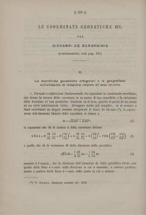 Le coordinate geodetiche ortogonali e le geografiche sulla sfera e sull'ellissoide di rotazione (continuazione, vedi pag. 152).