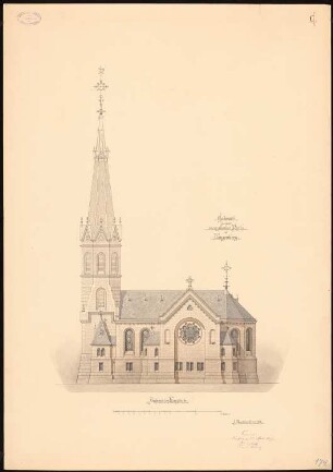 Evangelische Kirche, Langenberg 3. Projekt: Seitenansicht