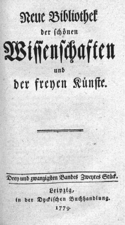 Drey und zwanzigsten Bandes zweytes Stück