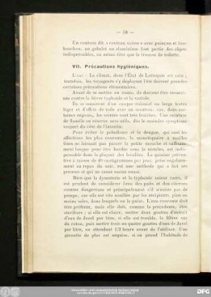 VII. Précautions hygiéniques.