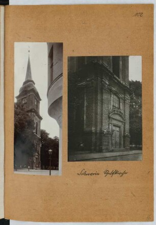 Schelfkirche, Schwerin: Ansicht, Ansicht Portal (aus: Skizzen- und Fotoalbum 25)
