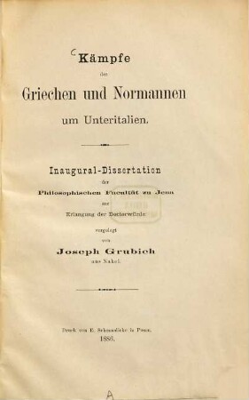 Kämpfe der Griechen und Normannen um Unteritalien