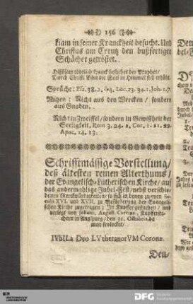 Schrifftmässige Vorstellung/ deß ältesten reinen Alterthums/ der Evangelisch-Lutherischen Kirche/...