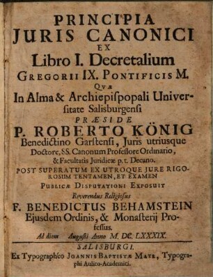 Principia Iuris Canonici Ex Libro I. Decretalium Gregorii IX. Pontificis M.