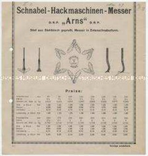 Schnabel-Hackmaschinen-Messer "Arns"