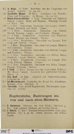 Kupferstiche, Radirungen etc. von und nach alten Meistern (Nr. 121-245)