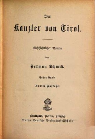Der Kanzler von Tirol : Roman. 1