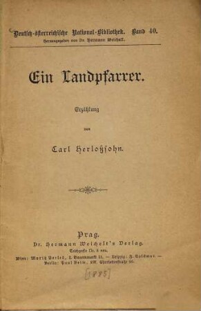 Ein Landpfarrer : Erzählung