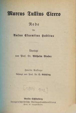 Cicero, 16,[3]. Rede für Aulus Cluentius Habitus