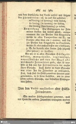 Von den Verbis auxiliaribus oder Hülfs-Zeitwörtern