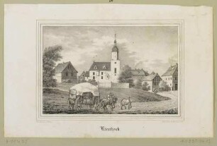 Ortsansicht von Kieritzsch (Neukieritzsch) südlich von Leipzig, aus Sachsens Kirchen-Galerie von Hermann Schmidt, Bd. 6, 1841