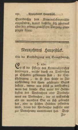 Neunzehntes Hauptstück. Von der Entschädigung und Genugthuung