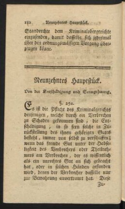 Neunzehntes Hauptstück. Von der Entschädigung und Genugthuung
