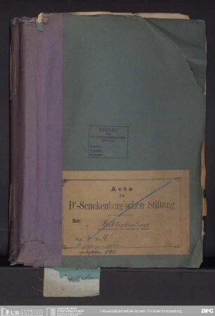 ... Bibliothekare der Senckenbergischen Bibliothek: Bd. 1
