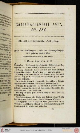 Intelligenzblatt Nro. III