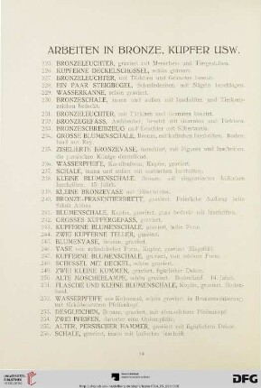 Arbeiten in Bronze, Kupfer usw. (Nr. 225-256)