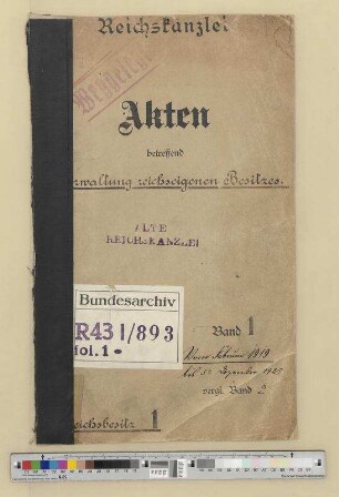 Verwaltung und Verwertung reichseigenen Besitzes: Bd. 1