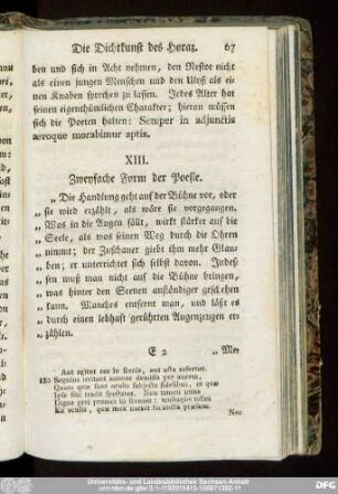 XIII. Zweyfache Form der Poesie.