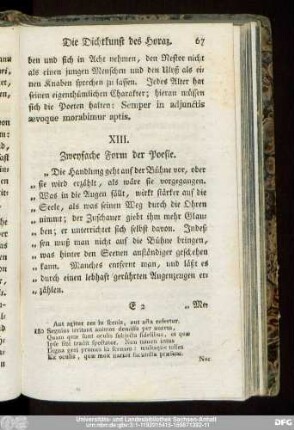 XIII. Zweyfache Form der Poesie.