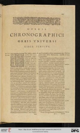 Operis Chronographici Orbis Vniversi Liber Tertivs