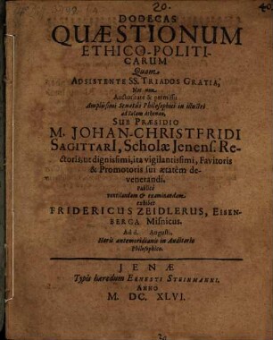 Dodecas quaestionum ethico-politicarum