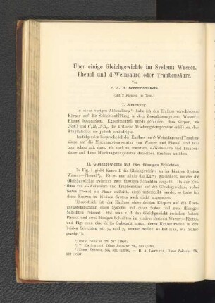 Über einige Gleichgewichte im System: Wasser, Phenol und d-Weinsäure oder Traubensäure
