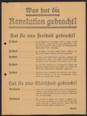 Was hat uns die Revolution gebracht?