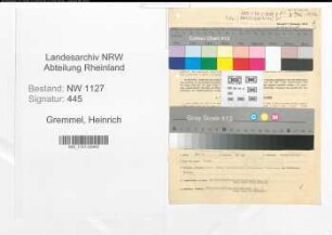 Entnazifizierung Heinrich Gremmel , geb. 28.06.1892 (Gendarmeriehauptmann)