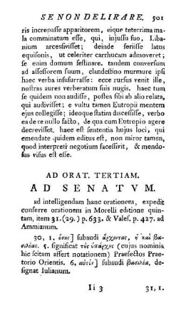 Ad Orat Tertiam. Ad Senatum. [-] Ad Orationem Quintam. Pro Senatoriis Ordinibus