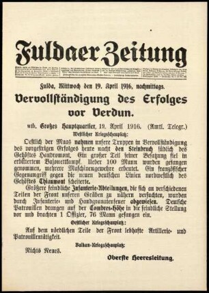 Ausgabe vom Mittwoch, den 19. April 1916.